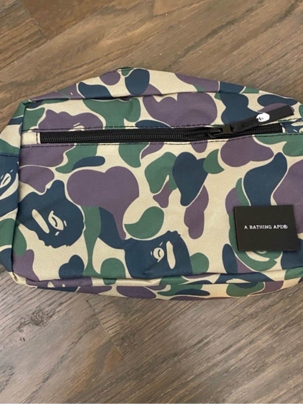 Bape Multicolor Camo Belt Bag in Green, Purple and Navy